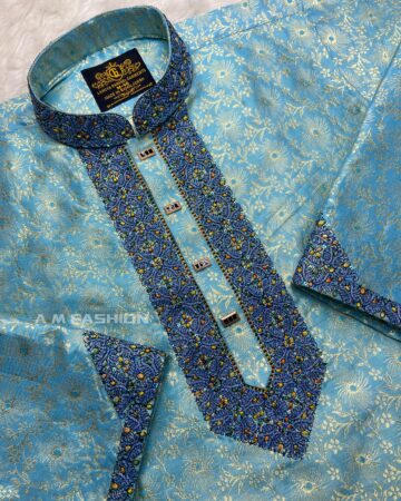 আকাশী কালার কাতান পাঞ্জাবি - কোড: LM-707