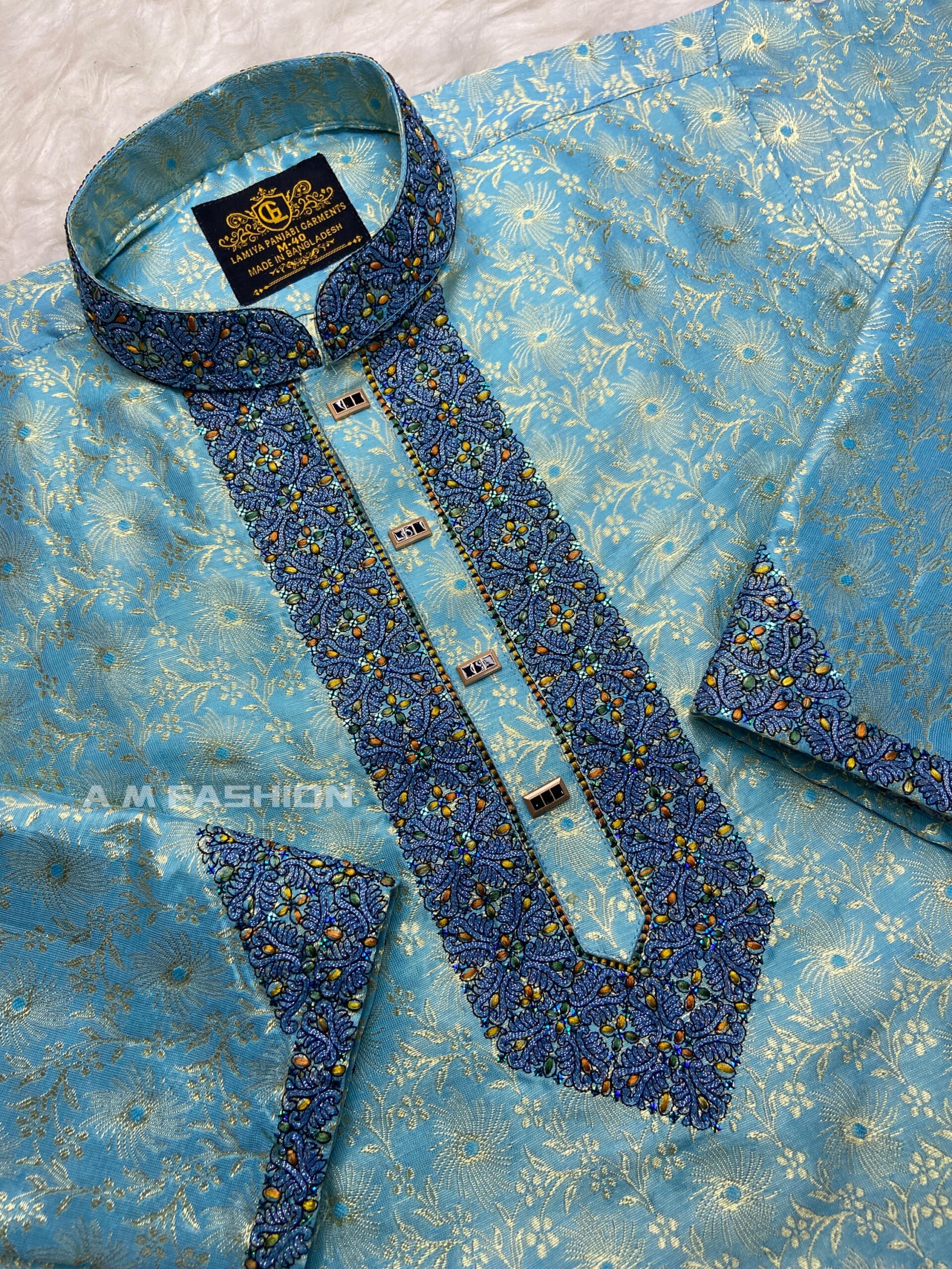 আকাশী কালার কাতান পাঞ্জাবি - কোড: LM-707