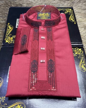 মেরুন কালার সিকোয়েন্স পাঞ্জাবি - কোড: LM-104