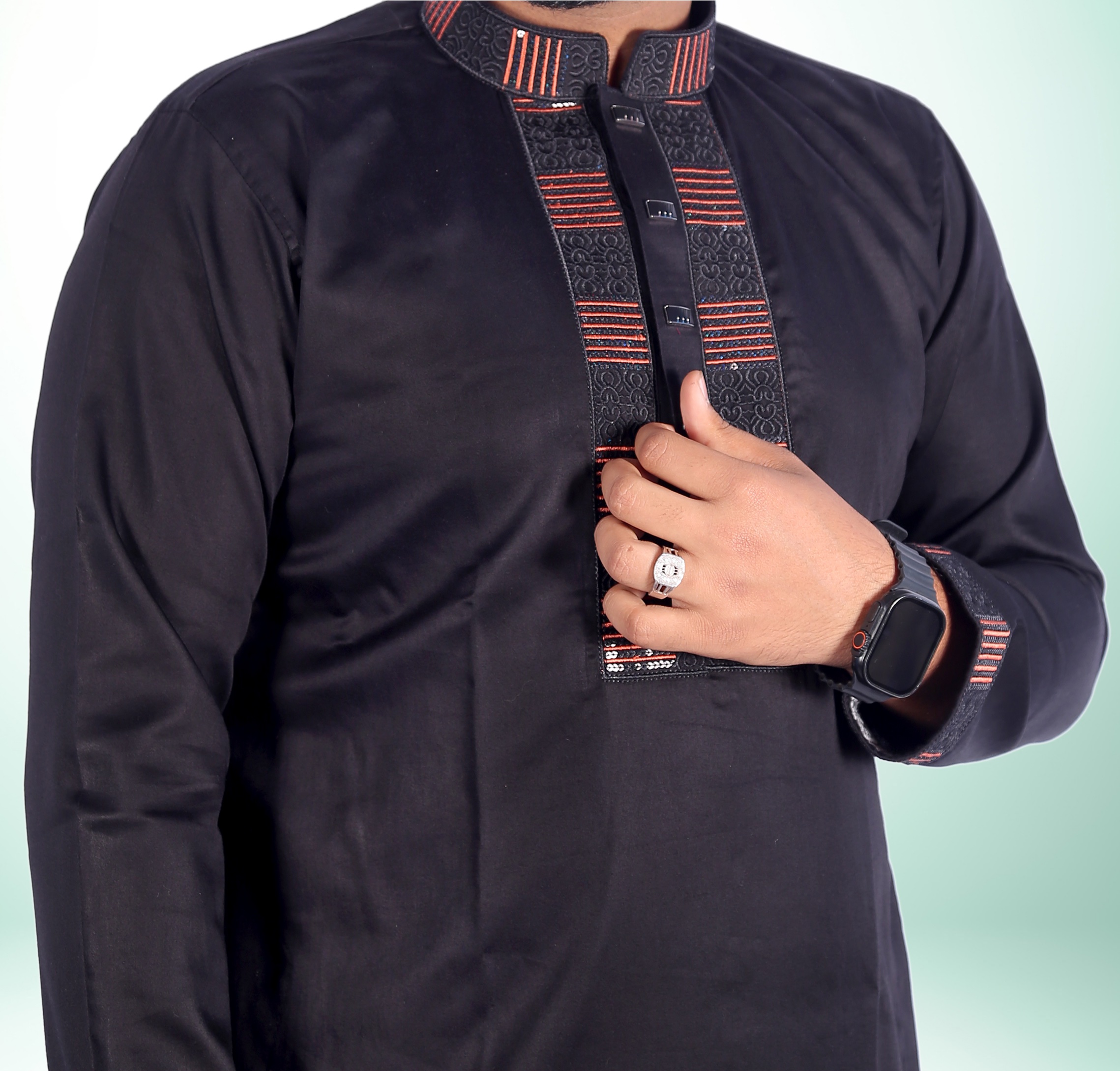 কালো কালার সিকোয়েন্স পাঞ্জাবি - কোড: LM-502