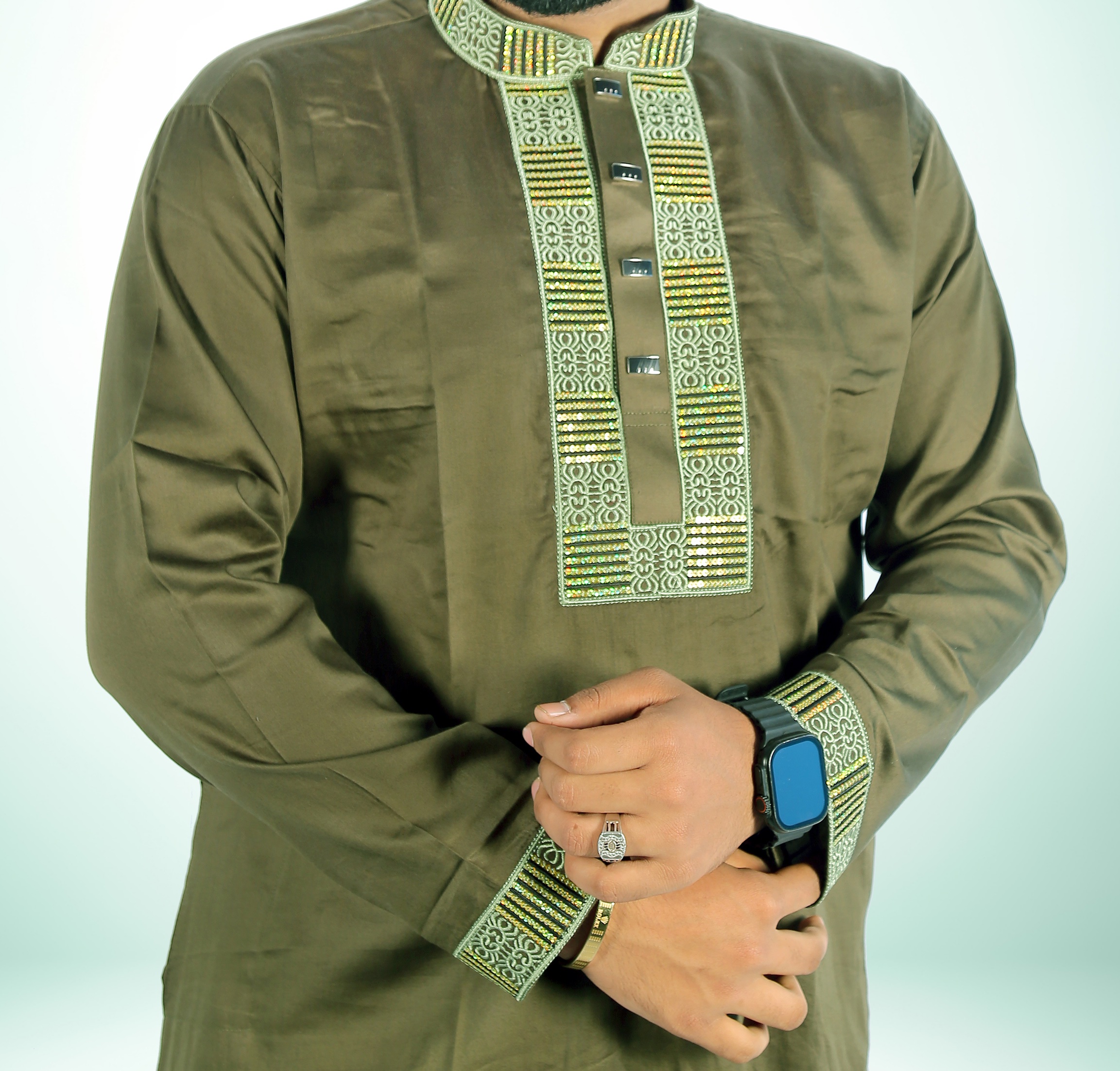 জলপাই কালার সিকোয়েন্স পাঞ্জাবি - কোড: LM-505