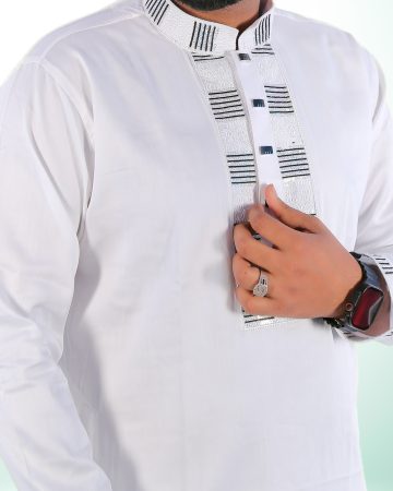 সাদা কালার সিকোয়েন্স পাঞ্জাবি - কোড: LM-504