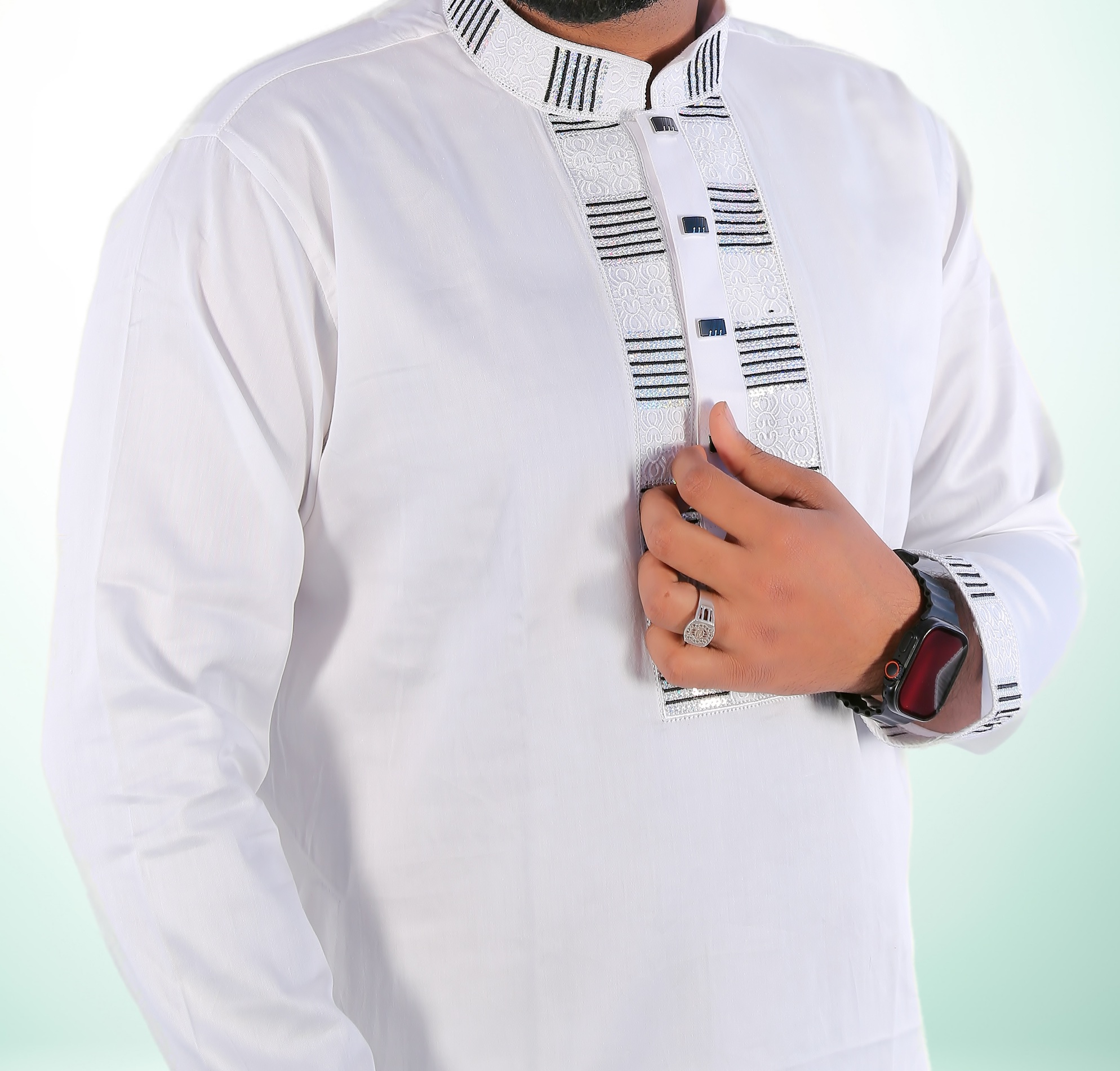 সাদা কালার সিকোয়েন্স পাঞ্জাবি - কোড: LM-504