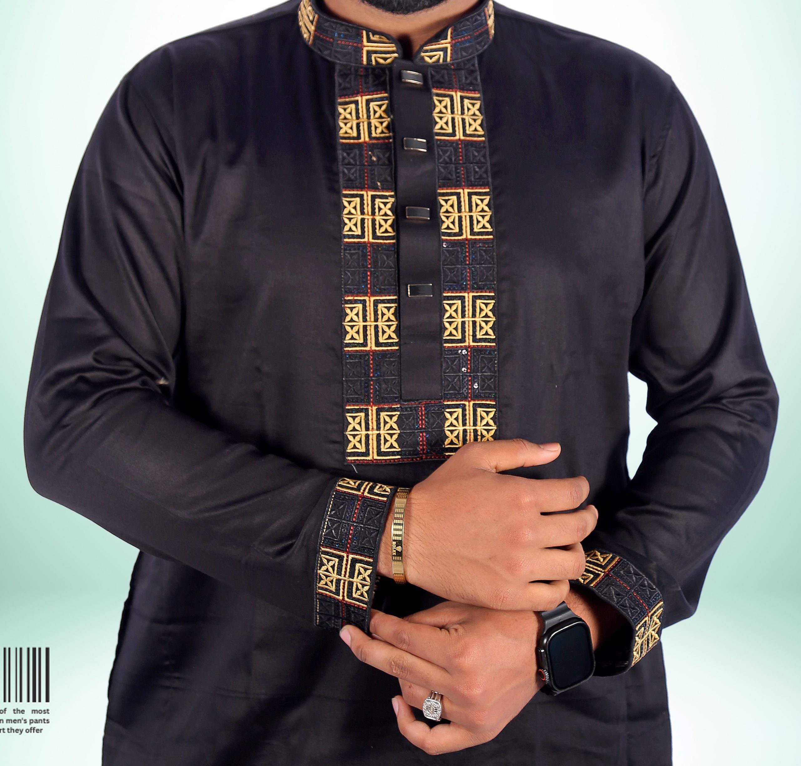 কালো কালার সিকোয়েন্স পাঞ্জাবি - কোড: LM-401 - Image 2