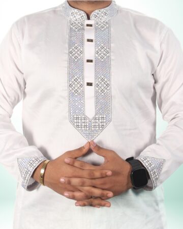 সাদা কালার সিকোয়েন্স পাঞ্জাবি - কোড: LM-804