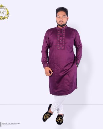 জাম কালার কফ হাতা পাঞ্জাবি - কোড: LM-302