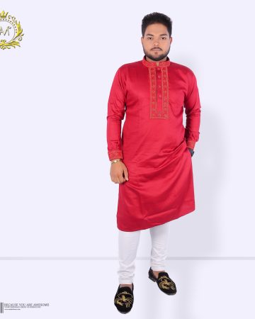 মেরুন কালার কফ হাতা পাঞ্জাবি - কোড: LM-305