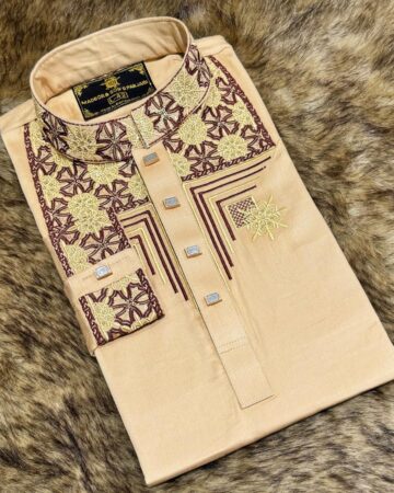 বিস্কিট কালার কফ হাতা পাঞ্জাবি - কোড: MS-1200