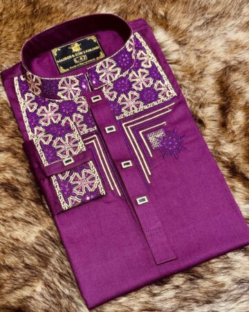 জাম কালার কফ হাতা পাঞ্জাবি - কোড: MS-1100