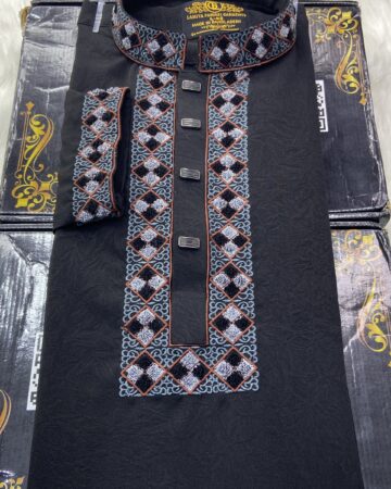 কালো কালার স্যানেল পাঞ্জাবি - কোড: LM-1004