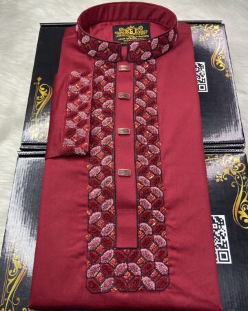 মেরুন কালার স্যানেল পাঞ্জাবি - কোড: LM-1103