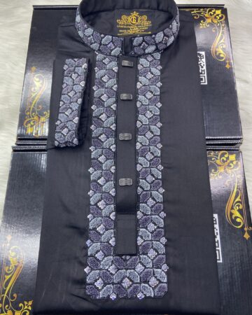 কালো কালার স্যানেল পাঞ্জাবি - কোড: LM-1104