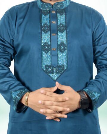 পেট্রোল ব্লু কালার সিকোয়েন্স পাঞ্জাবি - কোড: LM-803