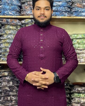 জাম কালার ইন্ডিয়ান ফুল বডি সিকোয়েন্স কুর্তা।