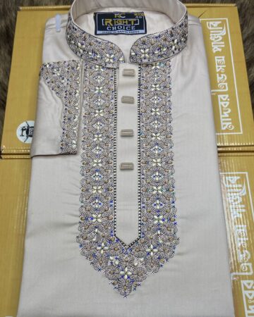 ক্রিম কালার মাল্টি সিকোয়েন্স পাঞ্জাবি - কোড: MS-204