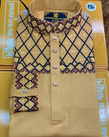  বিস্কিট কালার কফ হাতা পাঞ্জাবি - কোড: MS-888