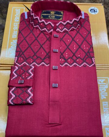  মেরুন কালার কফ হাতা পাঞ্জাবি - কোড: MS-999