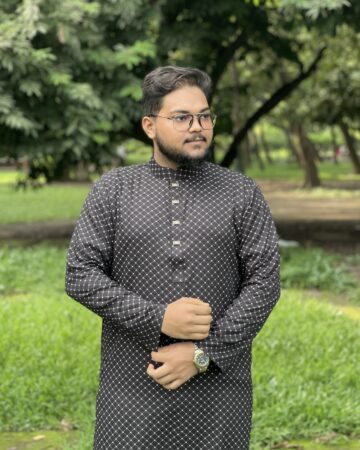 কালো কালার কাইজার প্রিন্ট পাঞ্জাবি - কোড: HG-301