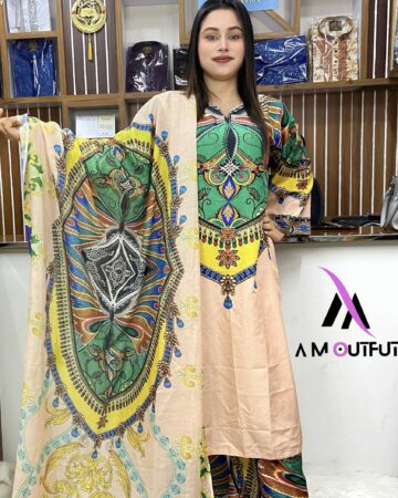 দুবাই সিল্কের  থ্রি পিস - কোড: F-03