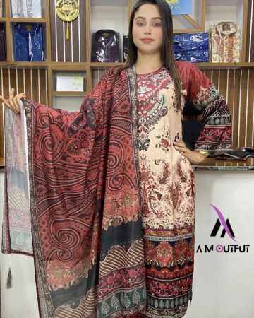 দুবাই সিল্কের  থ্রি পিস - কোড: F-04