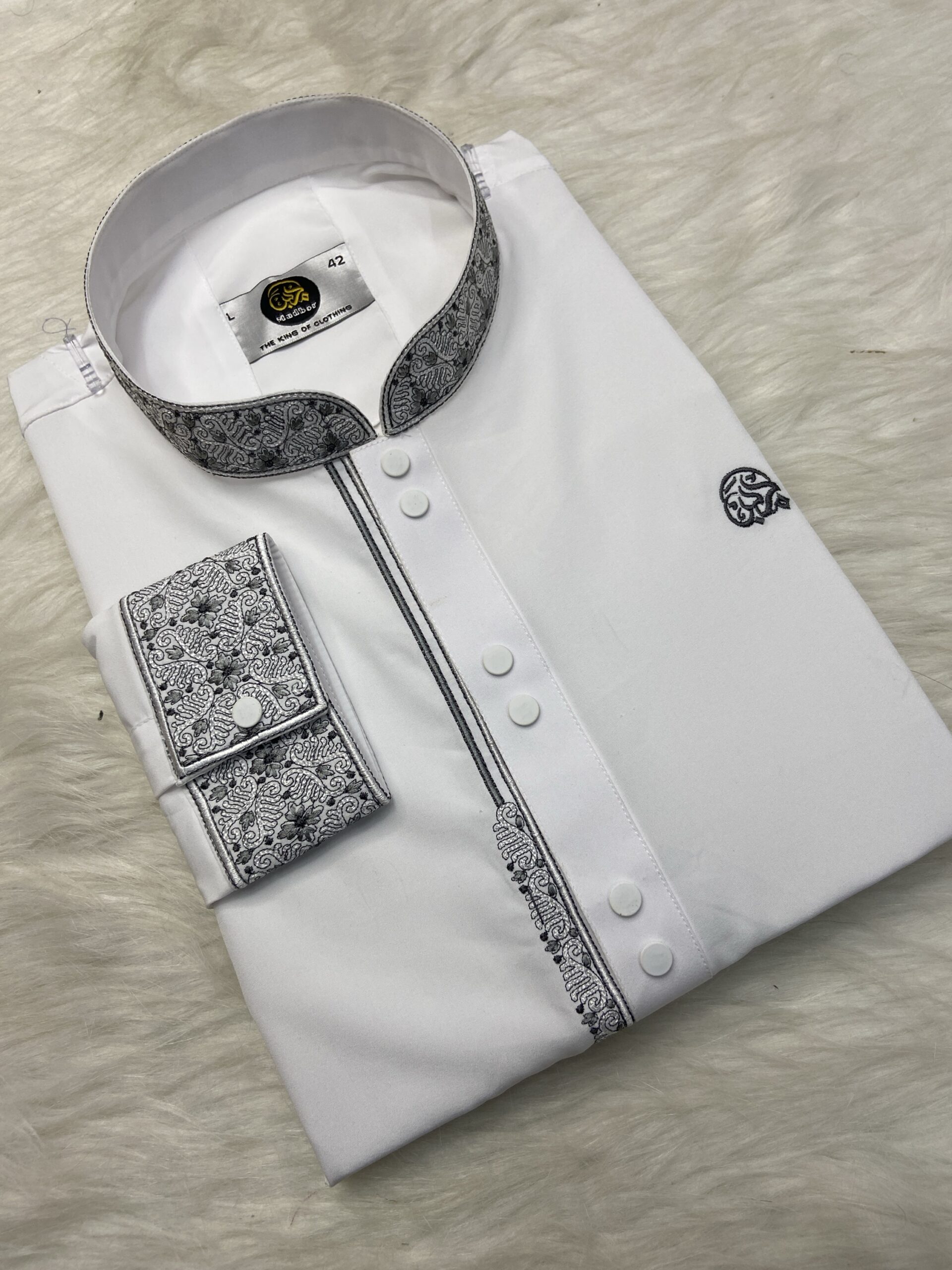 সাদা প্রিমিয়াম ডাবল বাটন পাঞ্জাবি - কোড: ML-555 - Image 2