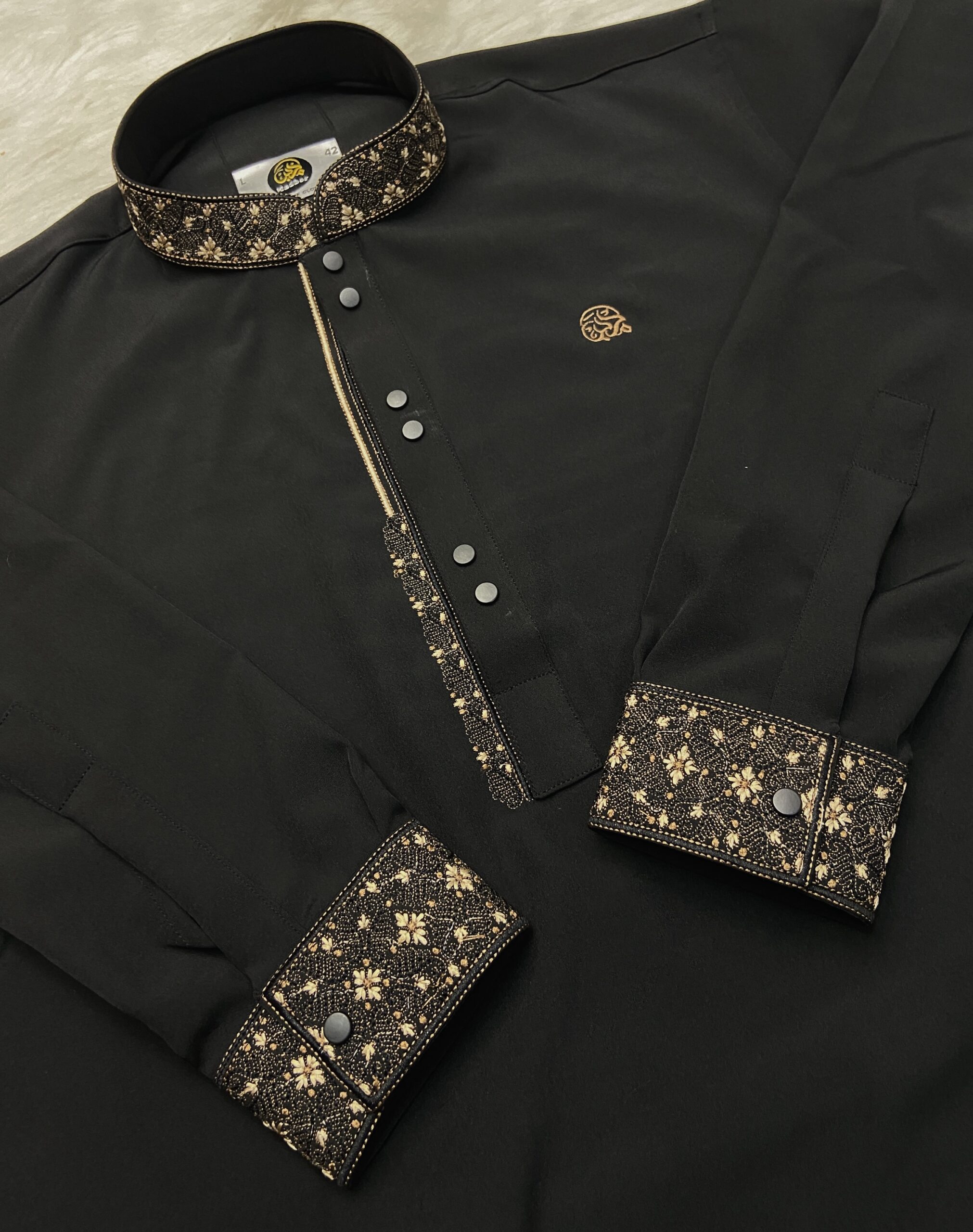 কালো প্রিমিয়াম ডাবল বাটন পাঞ্জাবি - কোড: ML-333