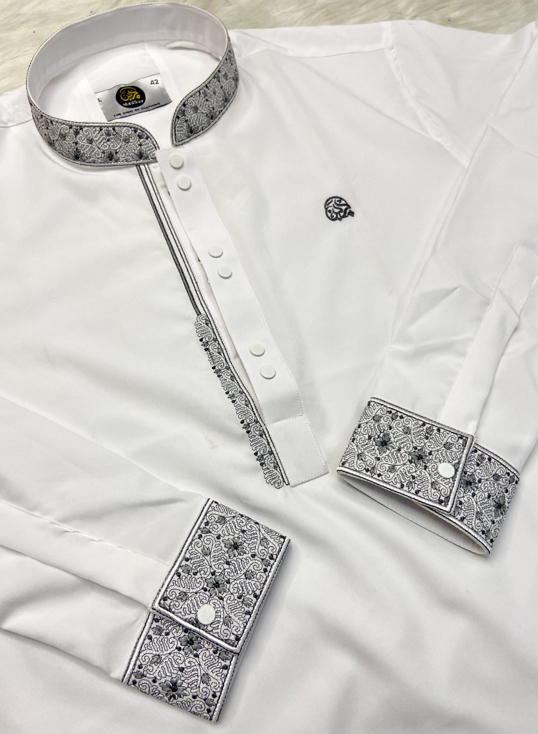 সাদা প্রিমিয়াম ডাবল বাটন পাঞ্জাবি - কোড: ML-555