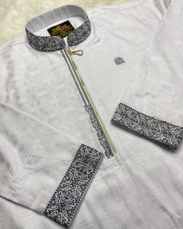 সাদা কালার লাক্সারি চেইন পাঞ্জাবি - কোড: LM-140