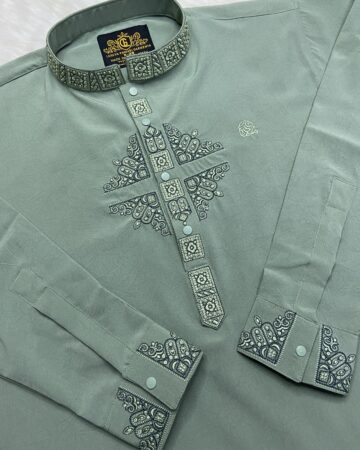 অলিভ লাক্সারি ভাঙ্গচুর স্টিজ কটন পাঞ্জাবি - কোড: ML-333