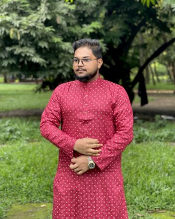 মেরুন কালার কাইজার প্রিন্ট পাঞ্জাবি - কোড: HG-402