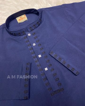 ডিপ ব্লু  লাক্সারি ভাঙ্গচুর স্টিজ পাঞ্জাবি - কোড: MS-303