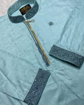 আকাশী কালার লাক্সারি চেইন পাঞ্জাবি - কোড: LM-130