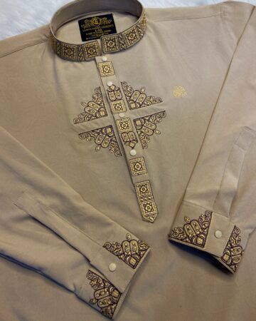 বিস্কিট লাক্সারি ভাঙ্গচুর স্টিজ কটন পাঞ্জাবি - কোড: ML-444