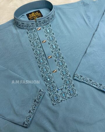 স্কাই ব্লু প্রিমিয়াম স্টিজ পাঞ্জাবি - কোড: LM-220