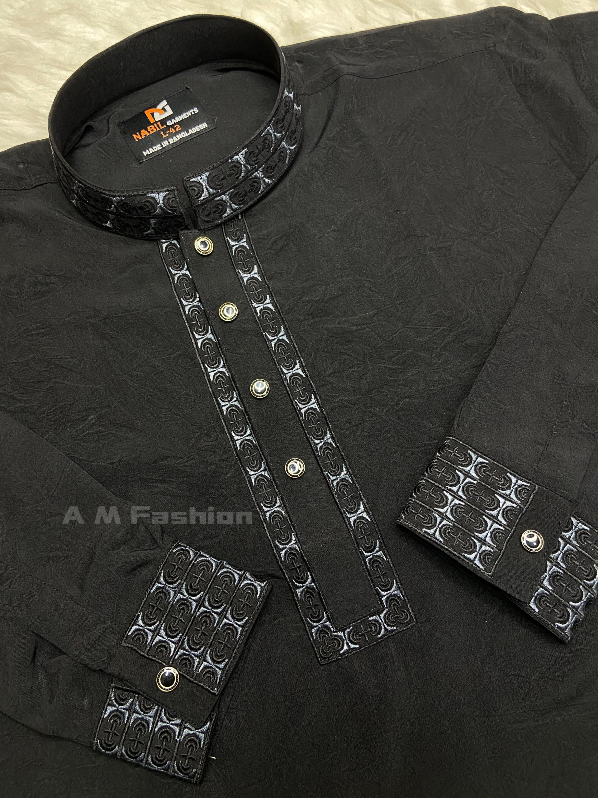 কালো ভাঙ্গচুর স্টিজ পাঞ্জাবি - কোড: NB-405