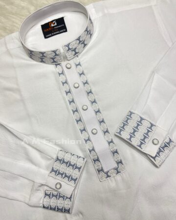 সাদা ভাঙ্গচুর স্টিজ পাঞ্জাবি - কোড: NB-404