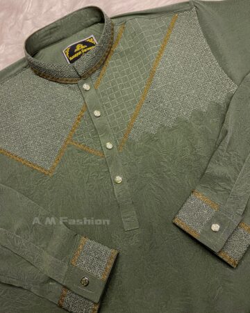 জলপাই এমব্রয়ডারি স্টিজ পাঞ্জাবি – কোড: HG-510