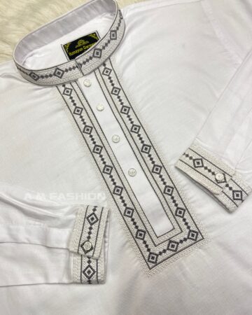 সাদা কালার কফ হাতা পাঞ্জাবি - কোড: HG-605