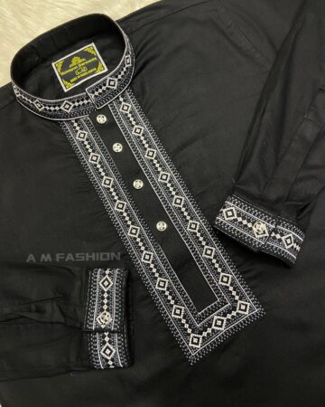 কালো কালার কফ হাতা পাঞ্জাবি - কোড: HG-604