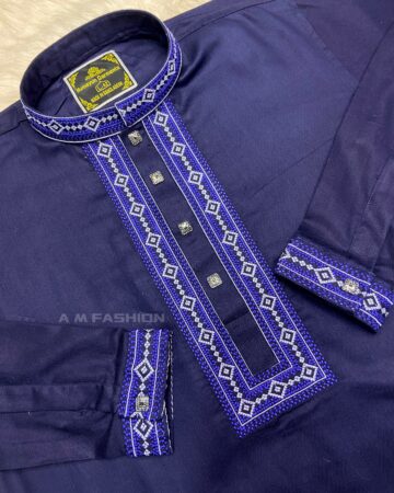  নেভী ব্লু  কালার কফ হাতা পাঞ্জাবি - কোড: HG-601