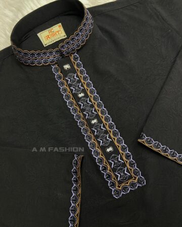 কালো ভাংচুর স্টিজ পাঞ্জাবি - কোড: MS-802