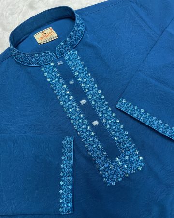 Exclusive stitch Panjabi Prussian Blue- CODE: MS-103