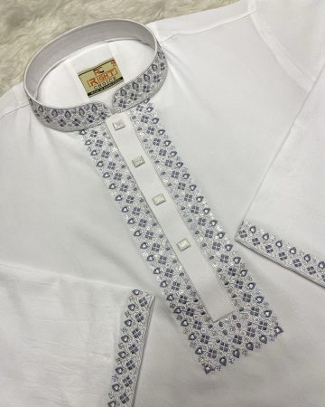 Exclusive stitch Panjabi White - CODE: MS-105