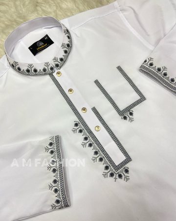 সাদা কালার পকেট ডিজাইন পাঞ্জাবি - কোড: ML-30