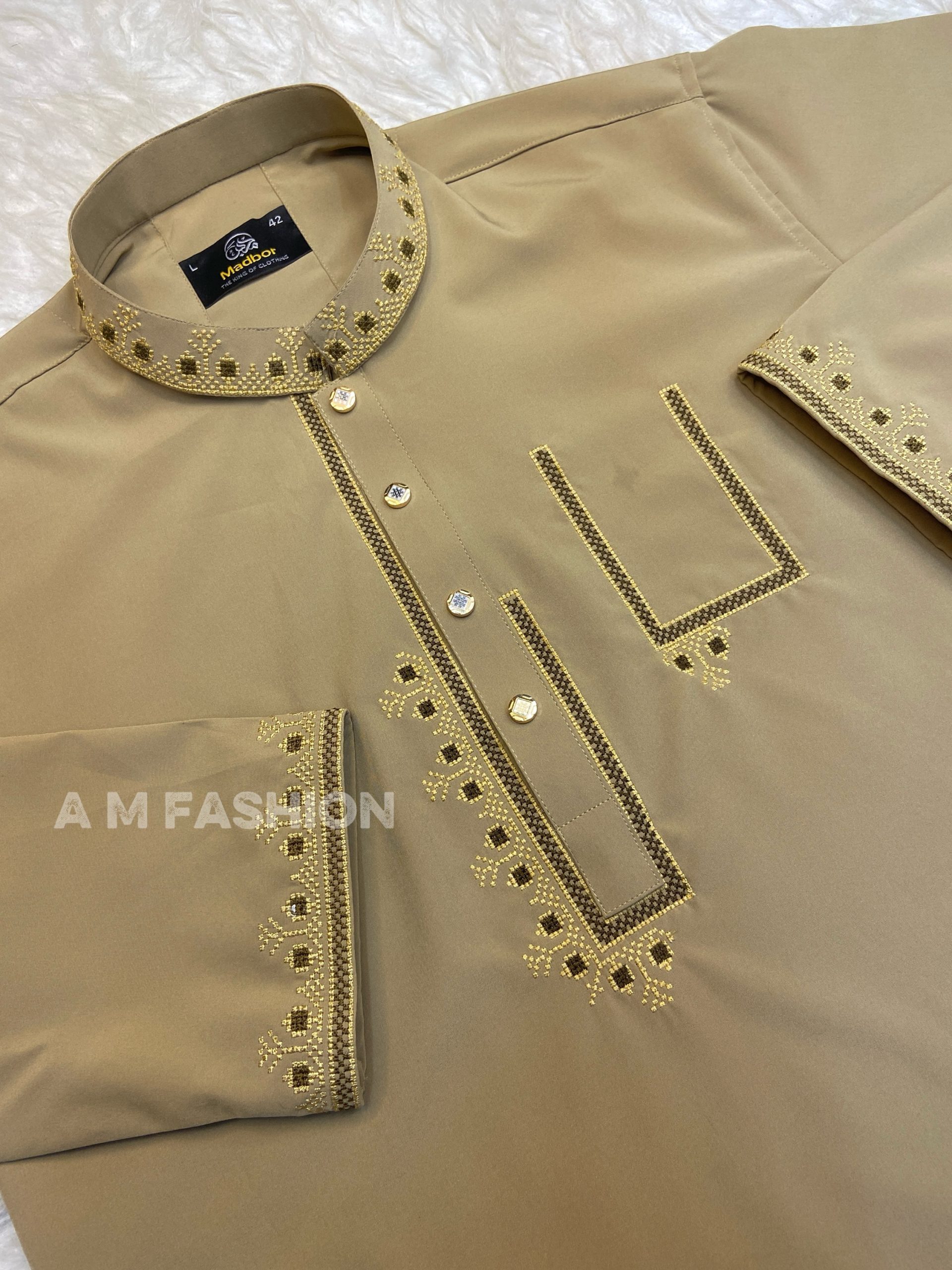 বাদামী কালার পকেট ডিজাইন পাঞ্জাবি - কোড: ML-10