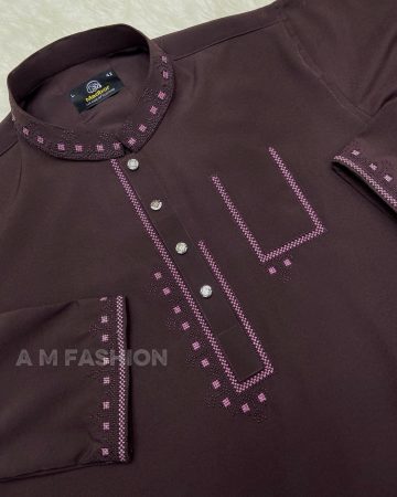 গাঢ় খয়েরী কালার পকেট ডিজাইন পাঞ্জাবি - কোড: ML-20