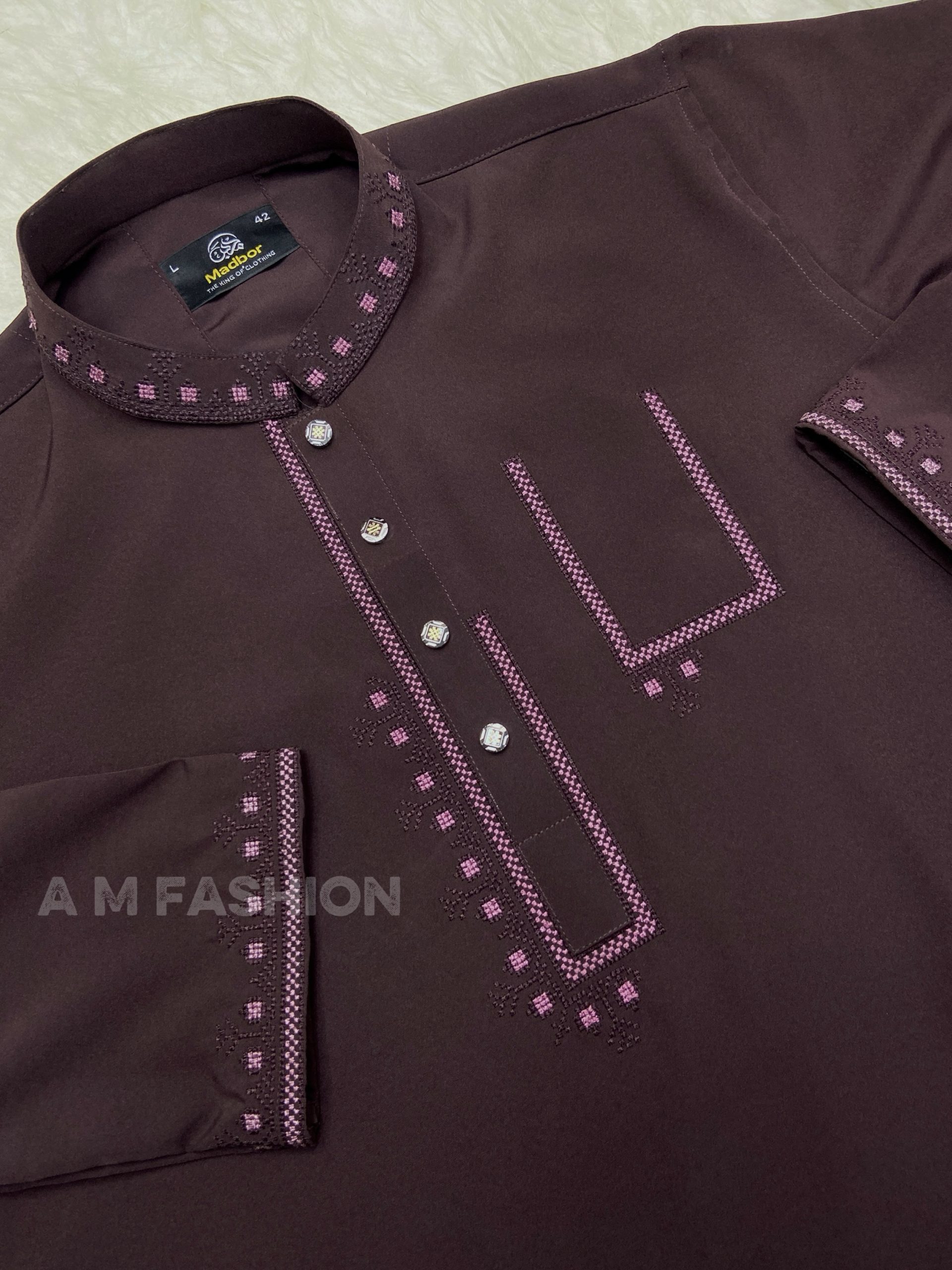 গাঢ় খয়েরী কালার পকেট ডিজাইন পাঞ্জাবি - কোড: ML-20