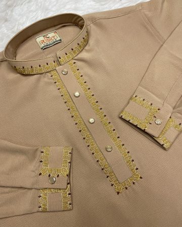 লাইট বাদামী জাফরান কাফ হাতা পাঞ্জাবি - কোড: LM-520