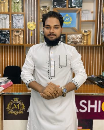 সাদা কালার পকেট ডিজাইন পাঞ্জাবি - কোড: ML-20