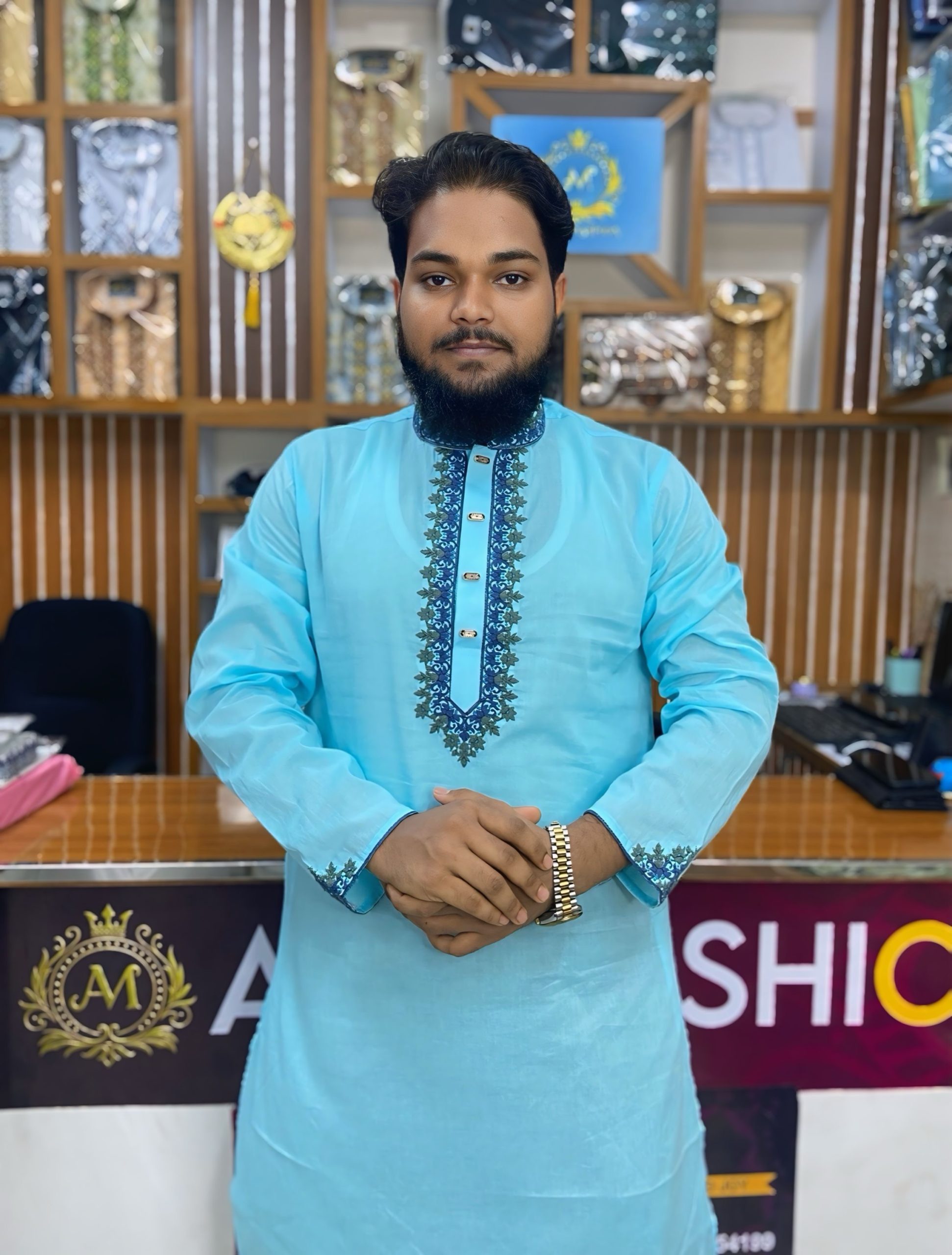 স্পেশাল ধুতি কট এমব্রয়ডারি পাঞ্জাবী কোড: AM-020